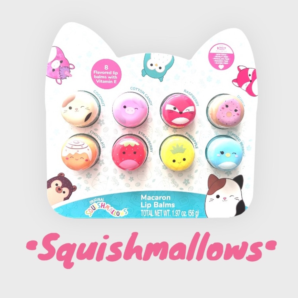 Squishmallow Original Maracon Flavored Lip Balm with Vitamin E, 8 Count